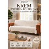 OTEXSA Krem Yumuşak Dokulu Kaymaz Koltuk Örtüsü Dekoratif Yıkanabilir Koltuk Şalı 170x200cm