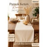 OTEXSA Pamuk Keten Püsküllü Naturel Runner 40x150cm