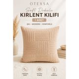 OTEXSA Soft Dokulu Dekoratif Bej Kırlent Kılıfı Gizli Fermuarlı Yumuşak Peluş Koltuk Kırlenti 1 Adet