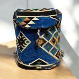 Otho Bag Etnik Kilim Desenli Büyük Boy Sırt Çantası - Mavi
