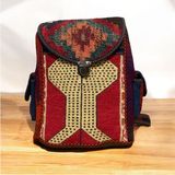 Otho Bag Etnik Kilim Desenli Büyük Boy Unisex Sırt Çantası - Kırmızı