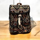 Otho Bag Etnik Kilim Desenli Orta Boy Sırt Çantası - Kahverengi