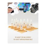 otio 10 Adet Gözlük ve Ekran Temizleme Seti, 50 ml sprey ve A Kalite Mikrofiber Temizleme Mendili