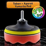 Oto Araç Araba Pasta Cila Polisaj Yumurta Ped + 115 Mm Taban + Matkap Adaptörü Parlatıcı Çizik Giderici 3'Lü Set