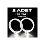 Oto Çizgi 95mm CREE LED Angel Eye Melek Gözü Kristal Beyaz Halka Far Modifiye Seti - 2 Adet