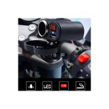 Oto Çizgi Motosiklet Gidon Tipi Su Geçirmez USB Şarj Soketi ve Çakmaklık Led Göstergeli Açma Kapama Anahtarlı