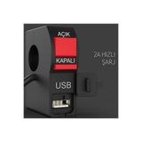 Oto Çizgi Motosiklet & Scooter Çift Fonksiyonlu Açma/Kapama Anahtarı + 5V 2A Hızlı USB Şarj Soketi