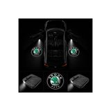 Oto Çizgi Skoda Kapı Altı Logo Projektör Led Işığı 2'li Set Pilli Kablosuz Kapı Karşılama Lambası