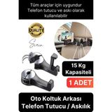 Oto Koltuk Arkası Telefon Tablet Tutucu Askılık Mesafe Ayarlı Uzayan Ayarlanabilir Sağlam Organizer - Siyah - Gri