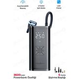 Oto Kompresör Şarjlı Taşınabilir Powerbank El Fenerli Araç Lastik Şişirme Pompası Flaşör Göstergeli