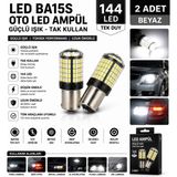 Oto LED Ampülü Güçlü Işık Tak Kullan 144 LED Tek Duy Güçlü Işık 2 Adet Beyaz