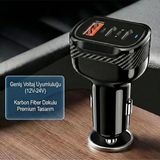 Oto Mutluluk 78W Hızlı Şarj Destekli 2x Type-C 1x USB Girişli Araç Çakmaklık Hızlı Şarj Aleti 3A - Siyah