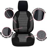 Oto Pandami Tofaş Şahin Uyumlu Ortopedik Koltuk Kılıfı Keten 1+1 Set - Füme - Siyah