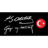 Oto Sticker 3 Parça 30Cm Gazi Mustafa Kemal + Kemal Atatürk Imzası + Bayrak - Beyaz