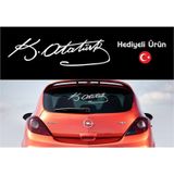 Oto Sticker 45Cm Mustafa Kemal Atatürk Imzası Büyük Boy + Bayrak