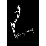 Oto Sticker Atatürk Silüeti Ve Gazi Mustafa Kemal Imza Stickeri Atatürk Imza - Beyaz - 30x10cm