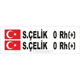Oto Sticker Isme Özel Isimlik Kan Grubu Ad Soyad Bayraklı Sticker