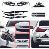 Oto Sticker Mega 4lü Paket Dikiz Kanat Monster Pençe Bagaj Sticker - belirtilmemiş - Kırmızı