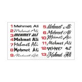 Oto Sticker Size Özel İsim Ad Soyad Yazı Stickeri 1 Adet Eşsiz Yazı Tipleri