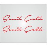 Oto Sticker Size Özel Isim Imzası 2 Adet Ad Soyad Imza Etiket - 18x3cm - Kırmızı