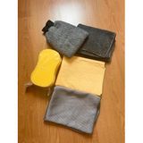 Oto Temizlik 5'li Araç Yıkama Seti - Oto Yıkama Eldiveni, Güderi Bez, Mikrofiber Bez, Cam Bezi, Sünger (50X70)