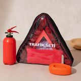 Oto Trafik ve Ilk Yardım Seti - 1 kg Yangın Tüpü, Reflektörlü - Çok Renkli