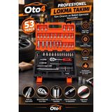 Oto4 Germany Cr-V Max 1/4 Cırcırlı 53 Parça Lokma Anahtar Takımı Bits Uç Seti Tam Set - Siyah
