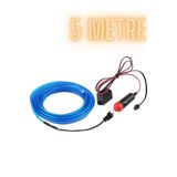 Otoaction OTOACTİON Çakmaklıklı Araç Içi Aydınlatma Ip Şerit Torpido Led Ip Neon Dekoratif Mavi 5 Metre