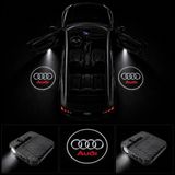 OtoÇizgi Audi Kapı Altı Logo Projektör LED Işığı 2\'li Set Pilli Kablosuz Kapı Karşılama Lambası - Siyah
