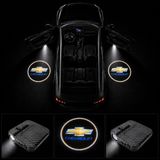OtoÇizgi Chevrolet Kapı Altı Logo Projektör LED Işığı 2\'li Set Pilli Kablosuz Kapı Karşılama Lambası - Siyah