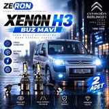 OtoÇizgi Citroen Berlingo Xenon H3 Buz Mavi LED Far Ampulü 12V 2 Adet Yüksek Aydınlatma Kolay Montaj