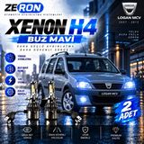 OtoÇizgi Dacia Logan Mcv Xenon H4 Buz Mavi LED Far Ampulü 12V 2 Adet Yüksek Aydınlatma Kolay Montaj