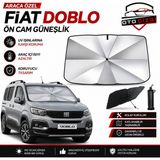 OtoÇizgi Fiat Doblo Şemsiye Tip Ön Cam Güneşliği Katlanabilir Uv Korumalı Araç Cam Güneşlik - Siyah - Gri