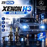 OtoÇizgi Mercedes C Xenon H3 Buz Mavi LED Far Ampulü 12V 2 Adet Yüksek Aydınlatma Kolay Montaj