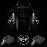 OtoÇizgi Mini Cooper Kapı Altı Logo Projektör LED Işığı 2\'li Set Pilli Kablosuz Kapı Karşılama Lambası - Siyah