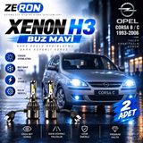 OtoÇizgi Opel Corsa Xenon H3 Buz Mavi LED Far Ampulü 12V 2 Adet Yüksek Aydınlatma Kolay Montaj