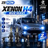 OtoÇizgi Peugeot 206 Xenon H4 Buz Mavi LED Far Ampulü 12V - 2 Adet Yüksek Aydınlatma Kolay Montaj