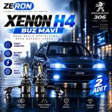 OtoÇizgi Peugeot 306 Xenon H4 Buz Mavi LED Far Ampulü 12V - 2 Adet Yüksek Aydınlatma Kolay Montaj