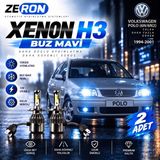 OtoÇizgi Polo Xenon H3 Buz Mavi LED Far Ampulü 12V 2 Adet Yüksek Aydınlatma Kolay Montaj