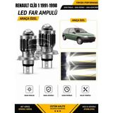 OtoÇizgi Renault Clio 1 1991-1998 H4 LED Far Ampulü Beyaz Işık Canbus Mini Lensli 2\'li Set - Sağ - Sol