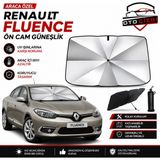 OtoÇizgi Renault Fluance Şemsiye Tip Ön Cam Güneşliği Katlanabilir Uv Korumalı Araç Cam Güneşlik - Siyah - Gri