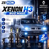 OtoÇizgi Renault Megane Xenon H3 Buz Mavi LED Far Ampulü 12V 2 Adet Yüksek Aydınlatma Kolay Montaj