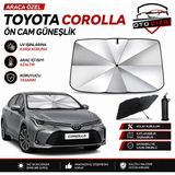 OtoÇizgi Toyota Corolla Tip Ön Cam Güneşliği Katlanabilir Uv Korumalı Araç Cam Güneşlik - Siyah - Gri