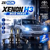 OtoÇizgi Toyota Corolla Xenon H3 Buz Mavi LED Far Ampulü 12V 2 Adet Yüksek Aydınlatma Kolay Montaj