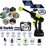 Otokap Universal 300W Şarjlı Basınçlı Oto Yıkama Tabancası Çift Bataryalı Plastik Çantalı Kablosuz Araç Bahçe Cam Motosiklet Yıkama Makinesi Universal