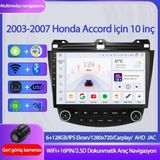 Otolas Honda Accord Wifi Gps Carplay 10 Inç 6+128GB Kamera Multimedya Navigasyon Sistemi - 2004-2007 Model - Siyah