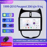Otolas Peugeot 206 Wifi Gps Carplay 9 Inç 6gb Ram 128GB Depolama Kamera Multimedya Navigasyon Sistemi - 1999-2010 Model - . - Siyah