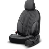 Otom Advanced Design Özel Tasarım Premium Deri-Keten Ekstra Destekli Universal Oto Koltuk Kılıfı Tam Set - Füme