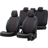 Otom Ford Focus 2005-2011 Özel Üretim Madrid Design Deri Kırmızı - Siyah Oto Koltuk Kılıfı