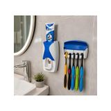 Otomatik Diş Macunu Sıkacağı ve Diş Fırçalık Seti, Duvara Monte Dispenser, Çocuklar ve Yetişkinler İçin, Banyo Organizeri, 2'li Set